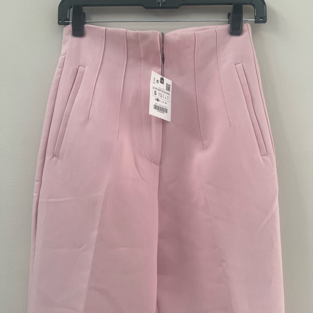 Zara woman’s pink high waisted trousers pants - Picture 6 of 12